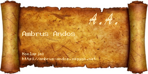 Ambrus Andos névjegykártya